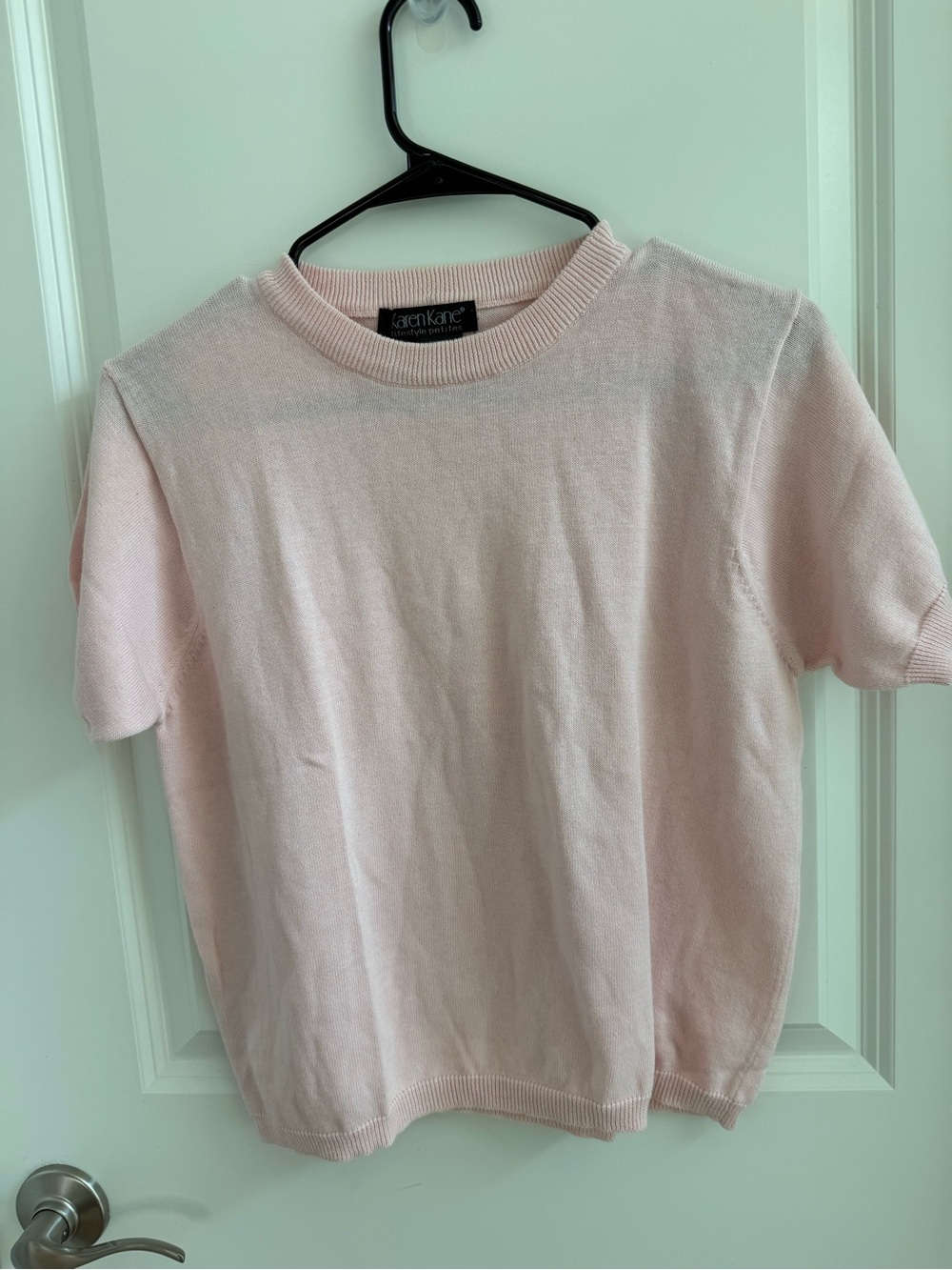 Karen Kane Short Sleeve Crewneck Tee - Pale Pink